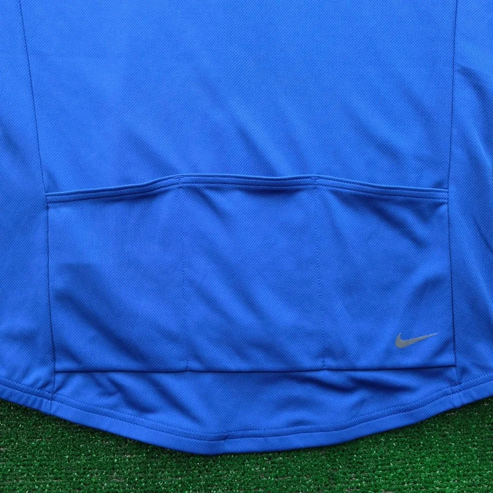 Vintage Nike Dri Fit Short Sleeve Cycling Jersey Mens Large Blue Half Zip